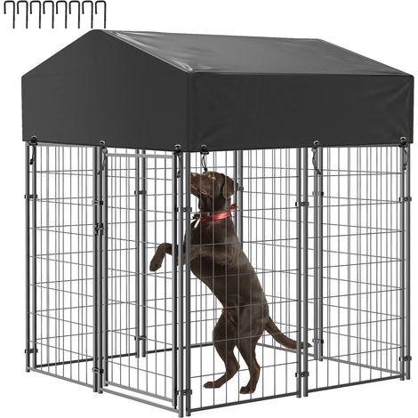 Canile Recinto per cani da esterno con Tetto Box per Cani in Metallo 127x120x165cm (1/5)