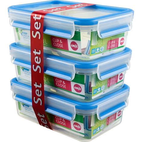 Emsa 508558 Contenitore alimentare ermetico trasparente blu 1L (1/5)