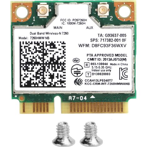 Carte Wi-Fi double bande 7260 NB 7260HMW mini PCI-E 300 Mbps 2,4 GHz/5 GHz pour ordinateur portable 7260NB (1/5)