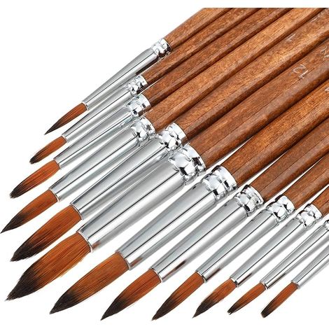 Watercolor Brushes 12Pcs Watercolor Painting Brush Set Round Pointed Tip Artist Paint Brushes Professional Detail Paint Brushes for Watercolor Acrylics Gouache Oil