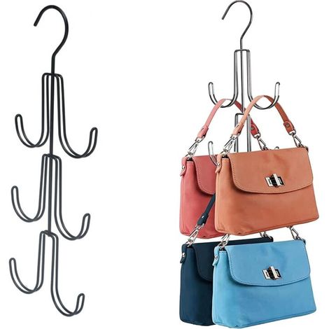 Lot de 3 cintres pour sacs, organisateur de garde-robe, porte-sacs à main, argent