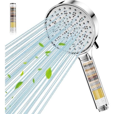 Cobbe Anti-Limescale Shower Head Filter with 20 Steps Filter, 6 Types of Jets High Pressure Water Saving Shower Head (Chrome) (1/5)