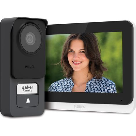 Philips – Visiophone filaire 7' tactile ultra plat – Alimentation sur deux fils – Vision nocturne avec LEDs infrarouges – 531047