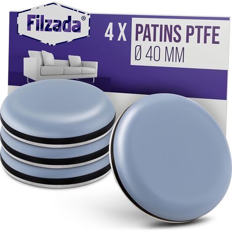Patins Glisseurs Téflon - Lot de 4 - Rond Ø 40 mm - Autocollants PTFE Haute Résistance - Protection Sols et Meubles Lourds - Intérieur Maison et Bureau (1/5)