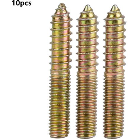 Vis À Double Extrémité - Fer Zingué 10x60mm - Assemblage Bois Meubles - Lot De 10 (1/5)