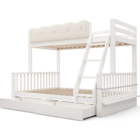 Letto a castello per bambini 90x200/140x200 cm bianco con cassetti, legno, EN 747:2024 (1/5)