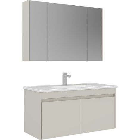 Waschtisch-Set mit Spiegel (2-teilig) "Arno 100" – 100 x 45 x 52 cm – Cashmere (1/5)