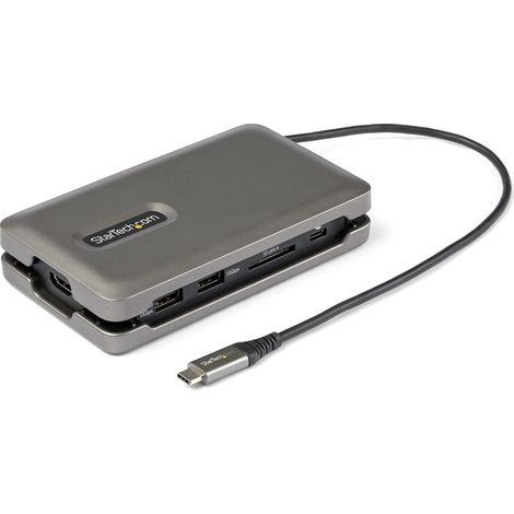 StarTech.com Adattatore Multiporta USB C - Da USB C a HDMI 2.0 4K 60Hz - Hub USB 2 Porte 10Gbps - 100W Power Delivery Pass-through - GbE - SD/MicroSD - Mini DockStation USB Type-C - Cavo da 25cm (1/4)