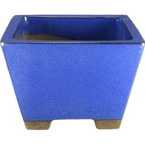 Vaso bonsai smaltato quadrato blu 29 cm