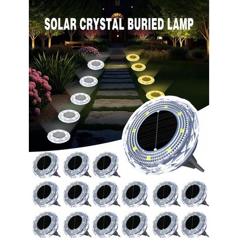 4 Pcs : lampes solaires mini enterrées extérieures – Abat-jour en forme de diamant, lampes de jardin pour cour, patio et allée, lumière blanche (1/5)