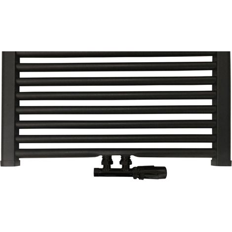 Meilleur Design Nero-Luxe ensemble de raccordement de radiateur universel milieu en bas angle droit noir mat (1/2)