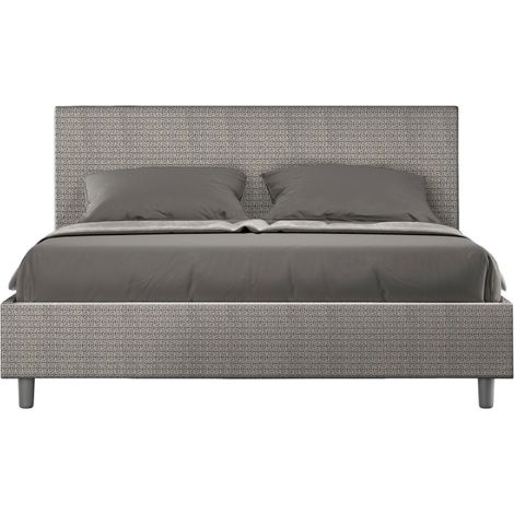 Letto matrimoniale contenitore imbottito 160x190 tessuto Labirinto 2 grigio Adele (1/4)