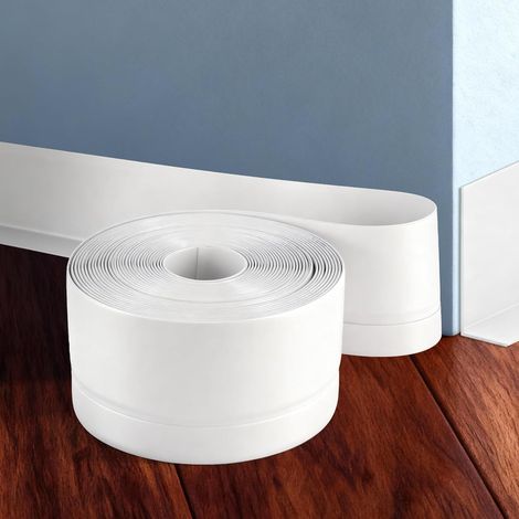 Skirting Board Trim, 7cm×8m Self Adhesive Skirting Board, Flexible PVC Baseboard Wall Molding Trim, Peel and Stick Edging Strip for Floor Wall Kitchen Bathroom (White, 50×20mm(W) 8m(L))