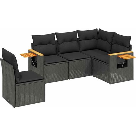 Maison Exclusive - Patio Sofa Set 5 plaza Black (1/5)