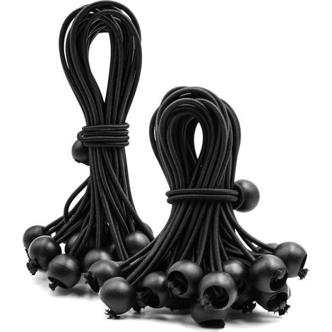 50 Pièces Tendeur Elastique,Tendeur Bache, Sandow Elastique,Cordons Élastiques avec Boules pour bannière, Bâches, Pavillons, Tentes, Idéales pour Camping et Canotage 15cm(30Pièces)+20cm(20Pièces) (1/5)