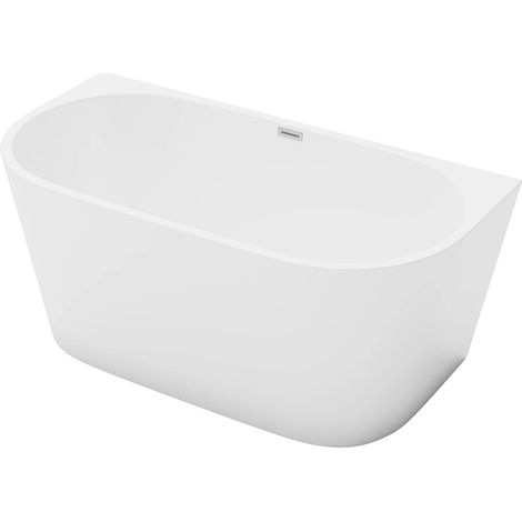 Vente-Unique – Baignoire ilot asymétrique 130 x 71,5 x 58 cm – Acrylique blanc brillant – Capacité 175 L – Bonde clic-clac incluse
