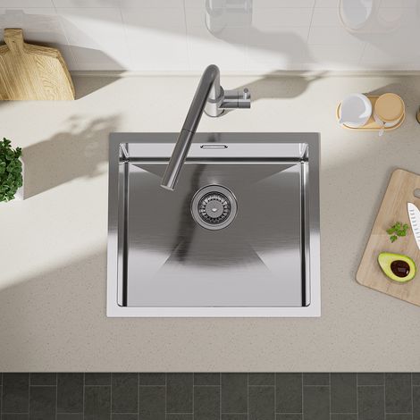 CECIPA MAX Küchenspüle Spülen mit 1 Becken Edelstahl Spüle Einbauspüle Einzelbecken 50 x 44 cm, Quadrat