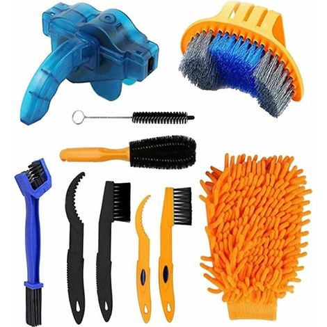 Outil de Brosse de Nettoyage de Vélo , Kit d'outils de Nettoyage de Vélo, Adapté à Différents Types de Vélos, 10 Pièces (1/4)