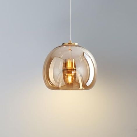 Un lustre ambré moderne, idéal pour les chambres, les cuisines, les salles à manger et les salons (ampoule non incluse).