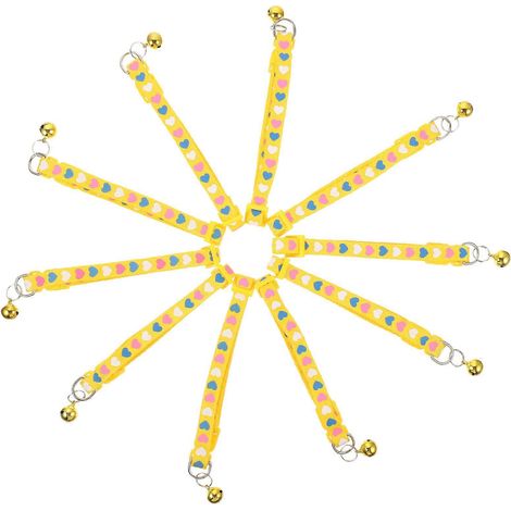 Collar decorativo con diseño de corazón para mascotas (gatos y perros), 10 unidades, PVC amarillo (1/5)