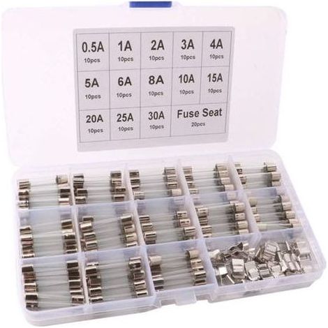 150Pcs 6X30mm Professionnel Voiture Fast-Souffler Verre Tube Fusible Kit: 130Pcs Rapide Coup Verre Tube Fusible + 20Pcs Fusible Siège, avec Transparent Plastique Boîte (1/4)