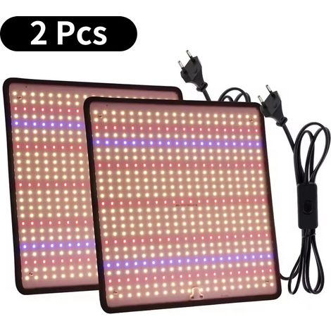 Lot de 2 lampes de culture LED Quantum Board à spectre complet 1200W, éclairage horticole pour plantes, légumes et fleurs, couverture 30×30 cm (1/5)