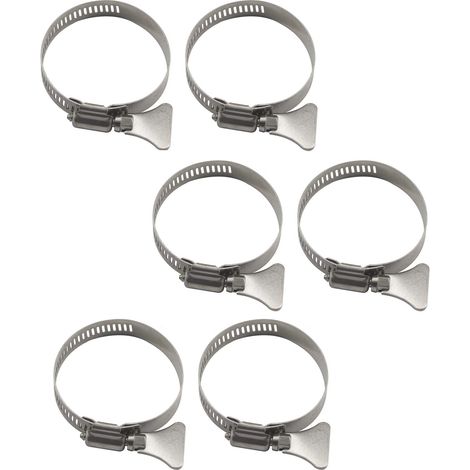 Lot de 6 colliers de serrage réglables en acier inoxydable 304 avec clé à vis moletée 65-89 mm (1/5)