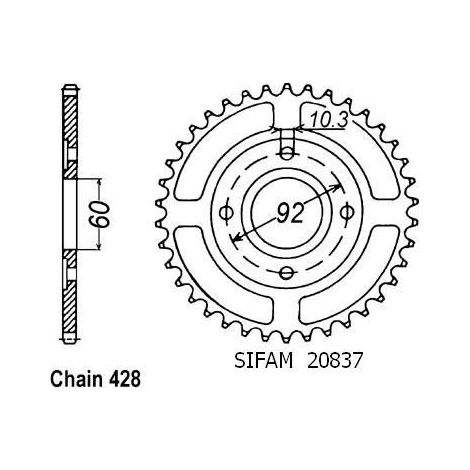 Couronne Rd 125 Dx Baton 1978-1981 - 428 - 39 Dents - Similaire JTR837