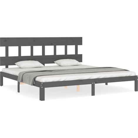 Lit double,Lit adulte,Cadre de lit sans matelas gris 200x200 cm bois massif de pin CFW9363466 (1/5)