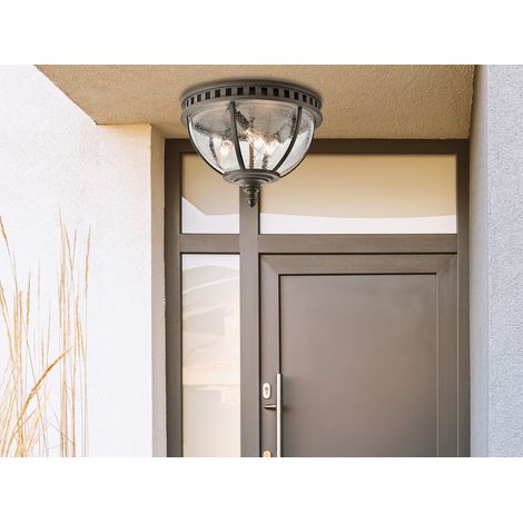 Elstead Halleron - 3 Light Flush Außendecke Hellgrau IP44, E14