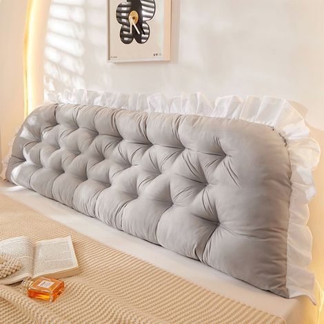 Coussin De Dos - 120 X 50 Cm - En Coton - Pour Lit Canapé Chaise - Gris - 1 Pièce (1/5)
