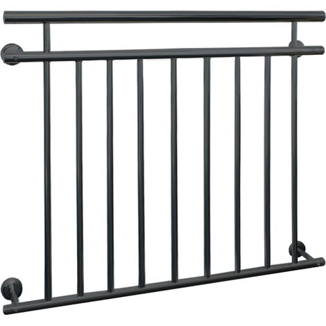ECD Germany Barandilla de Balcón Estilo Francés Antracita Mate 128x90 cm con 9 Barras Transversales de Acero Recubierto en Polvo, Baranda de Terraza para Puerta o Ventana, Diseño Moderno y Resistente (1/5)
