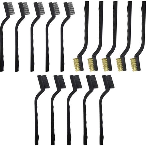 Set di 15 spazzole metalliche, manico curvo, spazzola raschiante per muratura, setole metalliche per la pulizia (1/4)