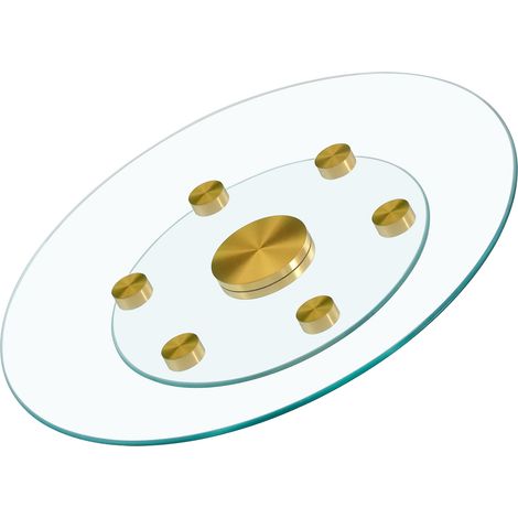 Plateau de table. Plateau rond en verre rotatif à deux niveaux. Le diamètre du verre supérieur est de 61 cm, celui du verre inférieur de 38 cm. Le design rotatif permet de prendre et de poser les obje (1/5)