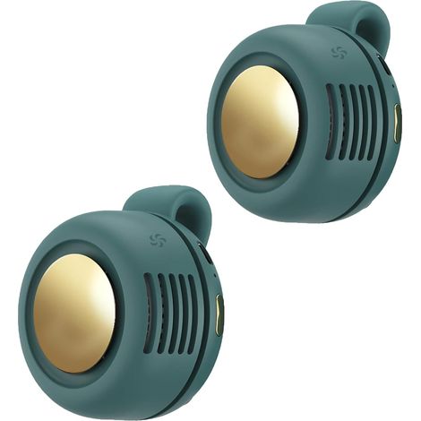 2-Pack Portable Clip-On Fan, Green Mini USB Rechargeable 360° Rotatable Fan, 3-Speed Silent Mini Bladeless Fans (1/5)