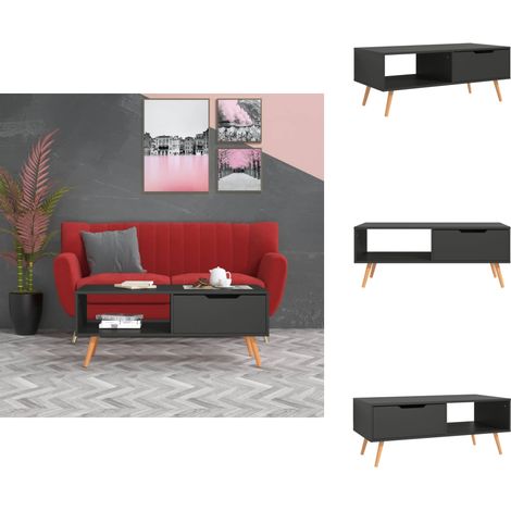 Table basse Gris 100x49,5x43 cm Bois d'ingénierie - Table Basse - Meuble Salon - Bout De Canapé - Table D'appoint - Design Moderne (1/5)