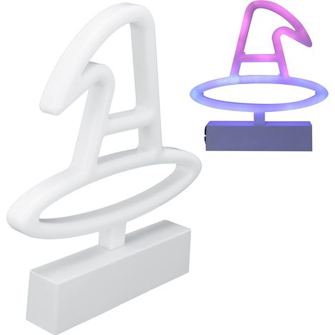 GARRYFIZH Lampe décorative néon en plastique en forme de chapeau de sorcière, alimentée par batterie USB, source RGB, pour l'éclairage (1/5)