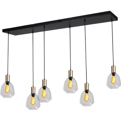 Lampe suspendue 6 lumières - dorée - Porto avec verres transparents Nicolette - 2711-05-02-130-25612