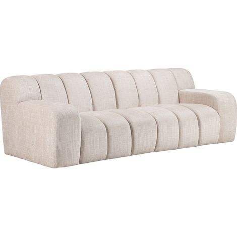 Divano 3 posti in tessuto ciniglia beige - BELADON