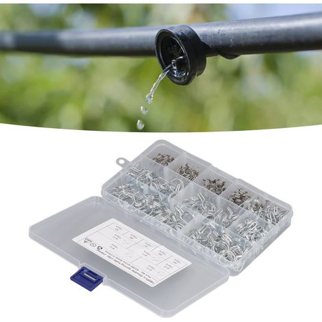 Ensemble de 150 pièces comprenant des colliers de serrage à ressort à double fil pour tuyaux, des colliers de serrage à double fil pour tuyaux d'arrosage et des colliers de serrage pour tuyaux d'eau. (1/5)