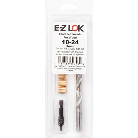 inserts filetés pour bois, kit d'installation, laiton, comprend inserts filetés de couteau, perceuse, outil d'installation (1/4)