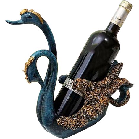 Casier à vin cygne de luxe, meuble de bureau innovant, ornement décoratif pour salon ou bureau, bleu (1/5)
