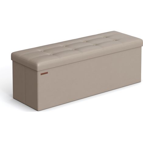 Banc, Pouf Pliable, 38 x 110 x 38 cm, Bout de Lit, Repose-Pieds, Coffre de Rangement, Charge jusqu'à 300 kg, pour Salon, Chambre, Entrée, Marron Camel, 110x38x38cm (1/5)
