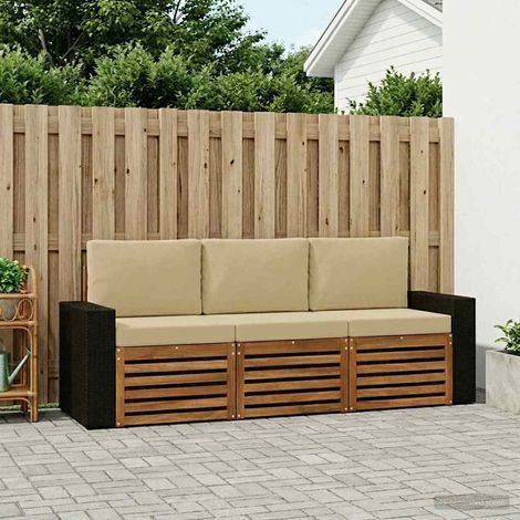 vidaXL Sofagarnituren mit Kissen 3 pcs Massivholz Akazie (1/5)