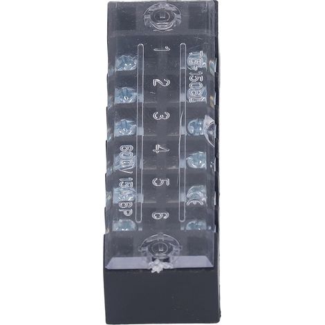 5Pcs Barrière de Bornes à Fil Double Rangée 600V 15A TB Fixe Cuivre avec Couvercle Transparent 6 Positions (1506) (1/5)