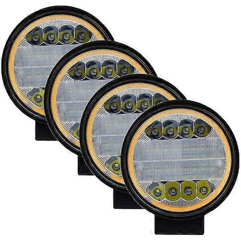 Barre lumineuse LED Nlpearl pour travail tout-terrain 4x4, compatible Jeep, camion, tracteur, bateau, SUV, quad, antibrouillard, 12 V/24 V, 4 pièces, 72 W, jaune (1/5)