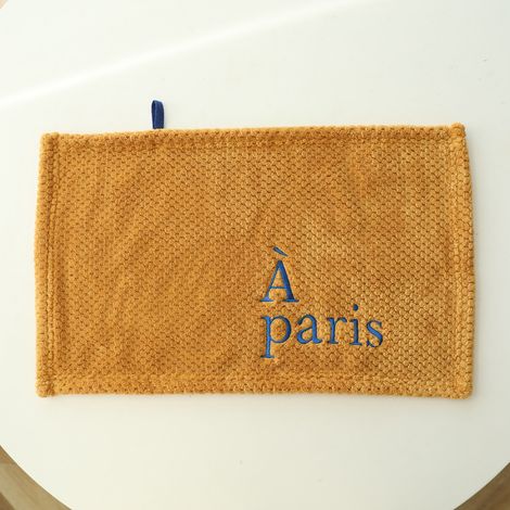 Serviette visage douce absorbante brodée lettre A bleu - lingette main rectangle alphabet, lot de 1