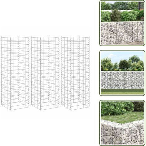 The Living Store Lits surélevés en gabion 3 pcs 30x30x100 cm Fer - Gabions (1/5)