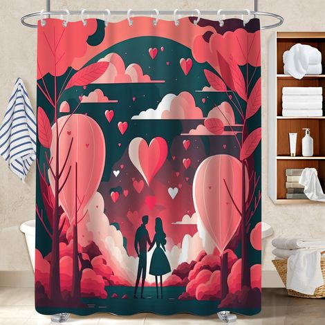 Rideau de douche tissu polyester 180x180 avec 12 œillets voile de douche pour idéal location saisonnière (1/5)