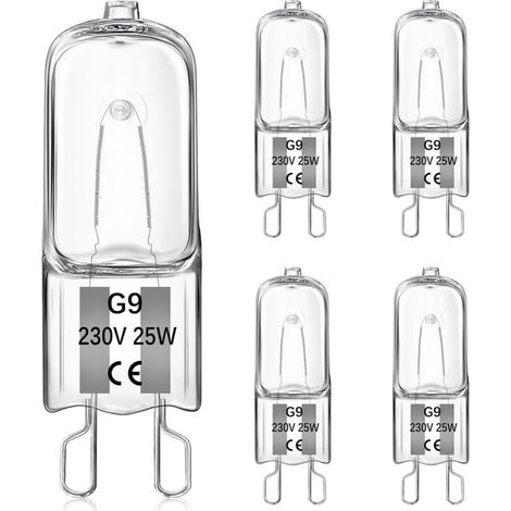 5 Pièces G9 25W Ampoules Halogènes pour four, Blanc Chaud Dimmerabile 230V 2700K, Résistance à la chaleur 300°C Convient pour les ampoules de four, les fours à micro-ondes (1/5)